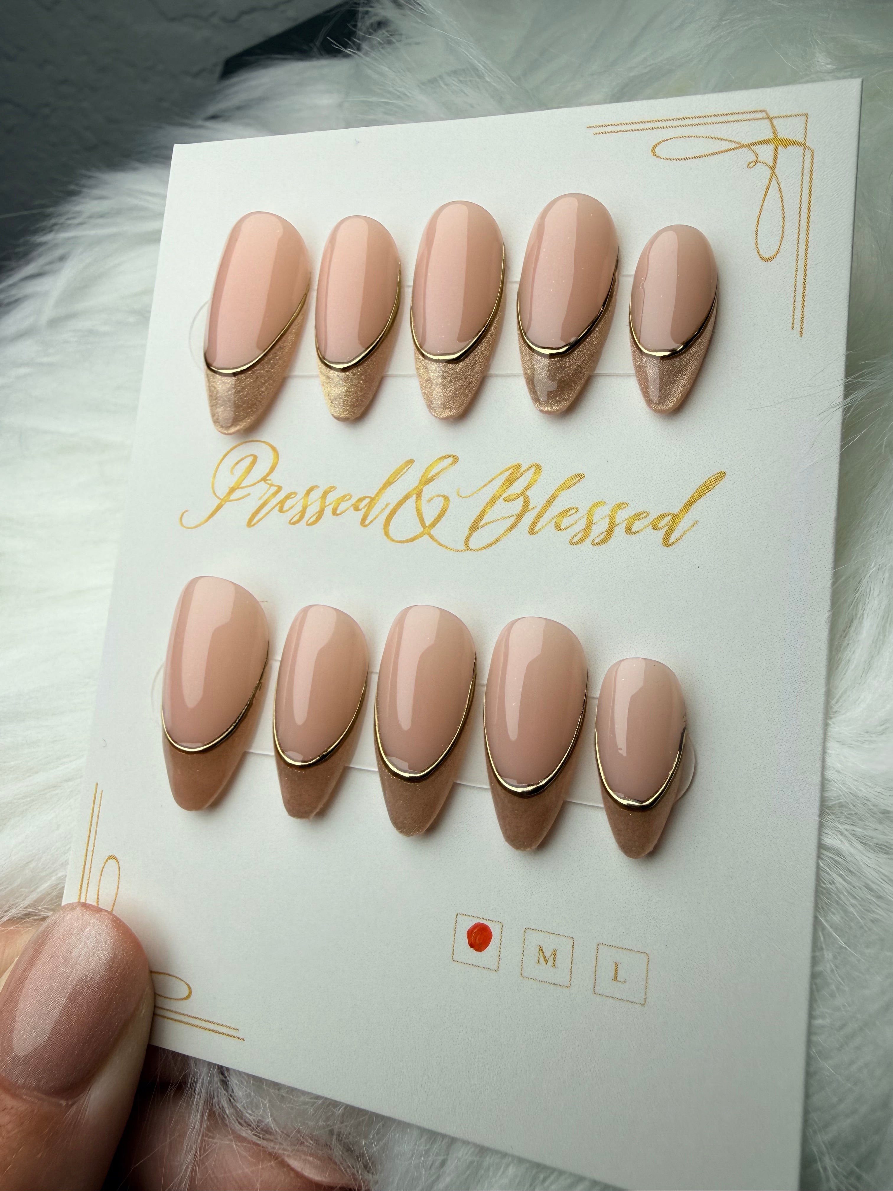 006 Champaign Contour - Luxury Press-On Nails