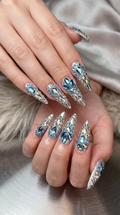081 Blue Reign - Luxury Crystal Press-on Nails