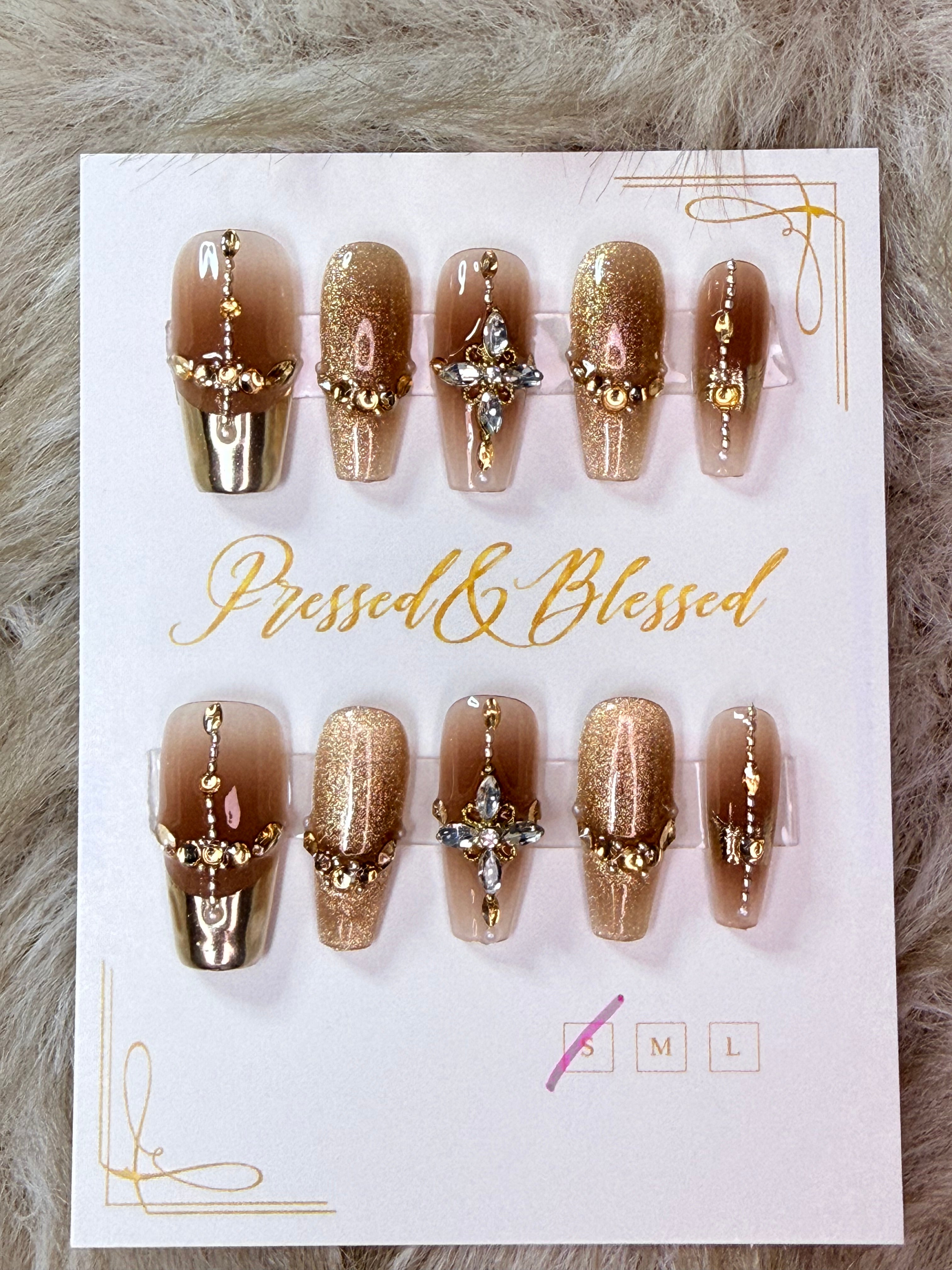 057 Blessed Not Basic - Luxury Press-On Nails