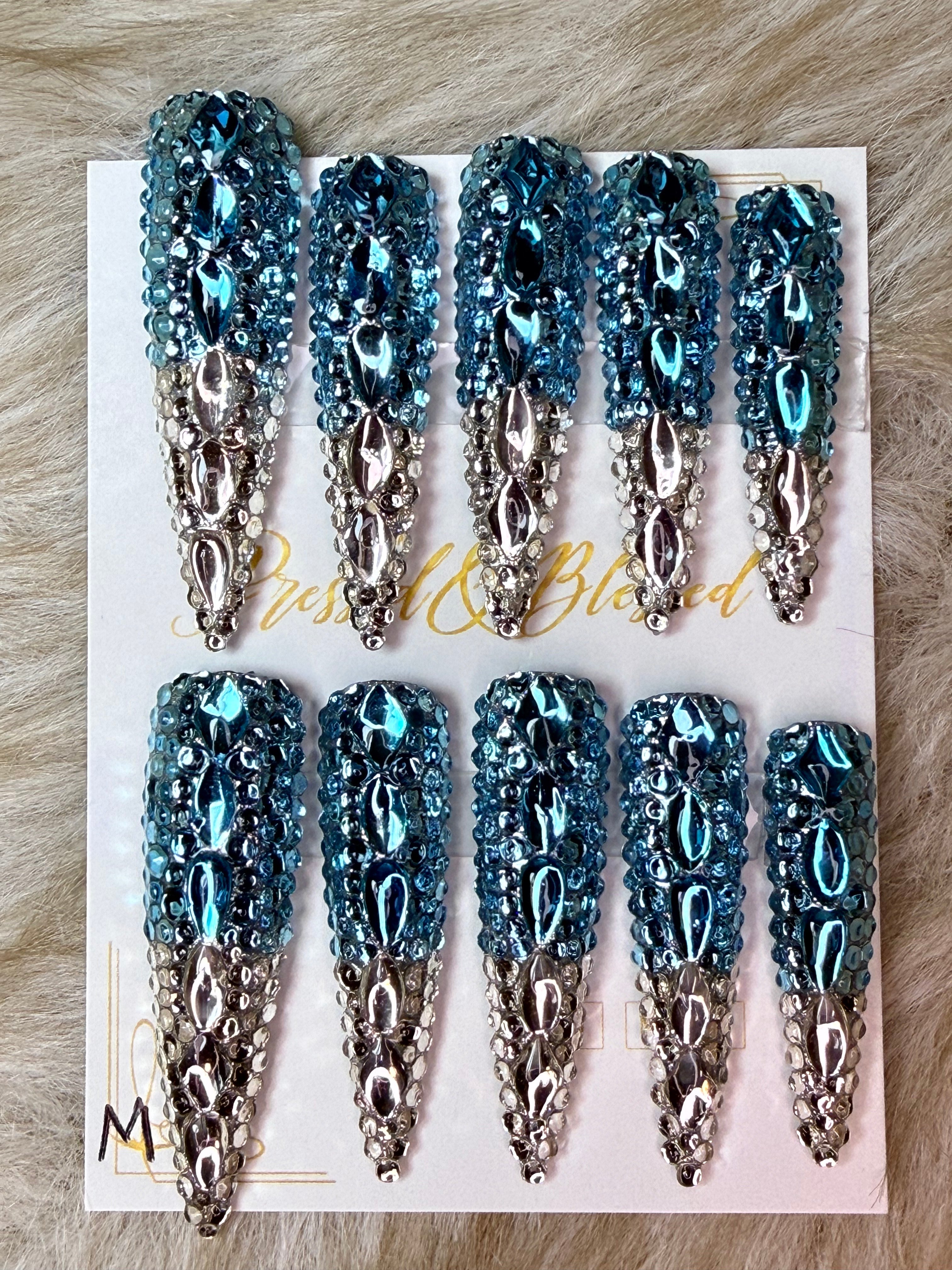 076 Ice Queen Drip - Luxury Press-On Nails