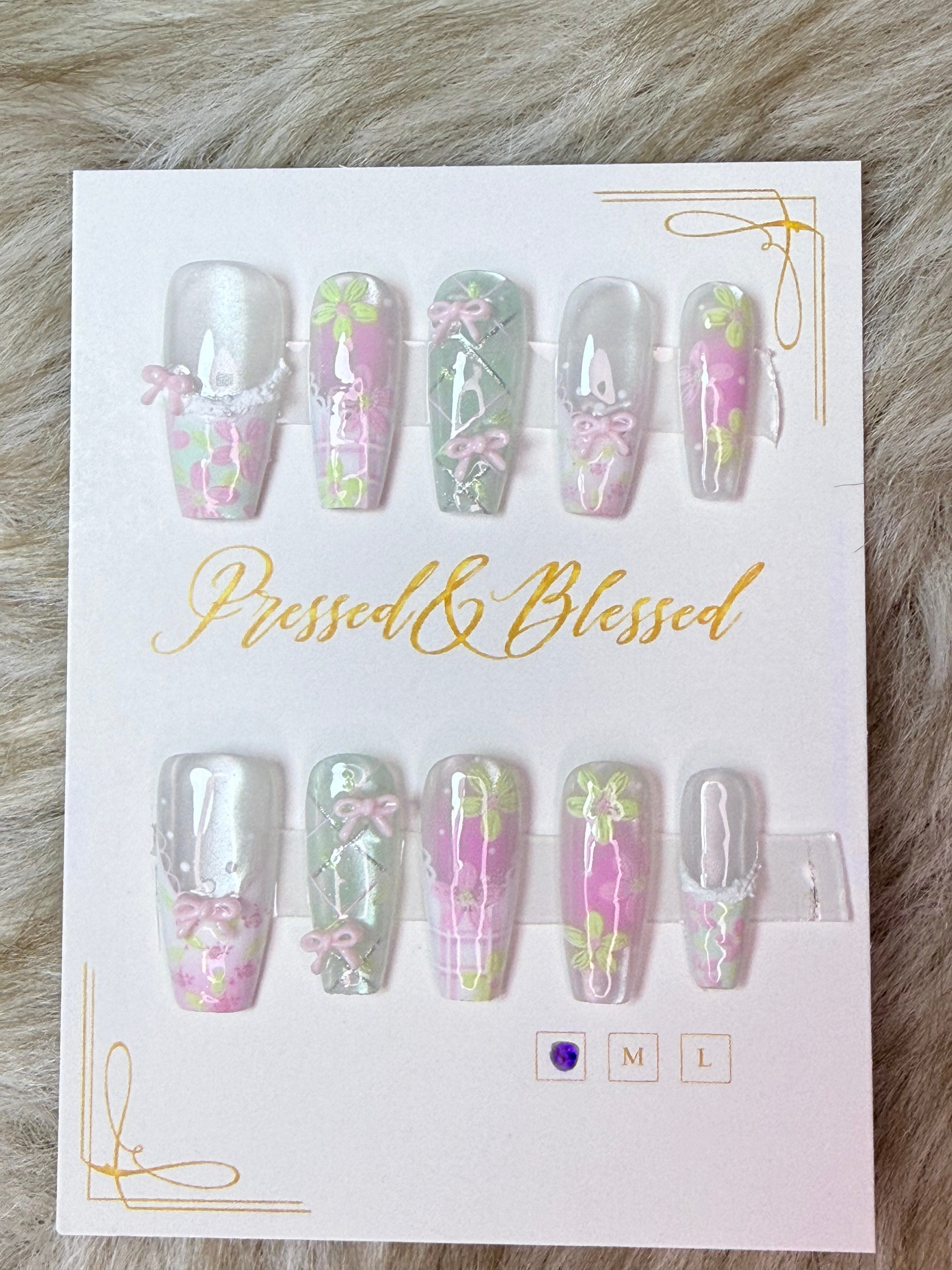 083 Petal Veil - Luxury Coffin Press-On Nails