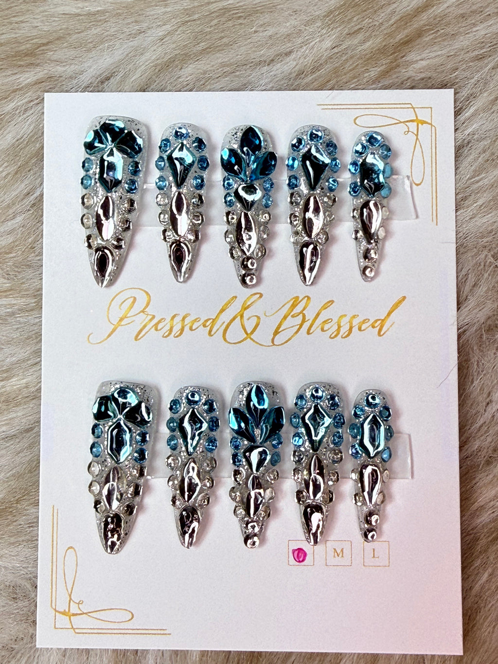 081 Blue Reign - Luxury Crystal Press-on Nails
