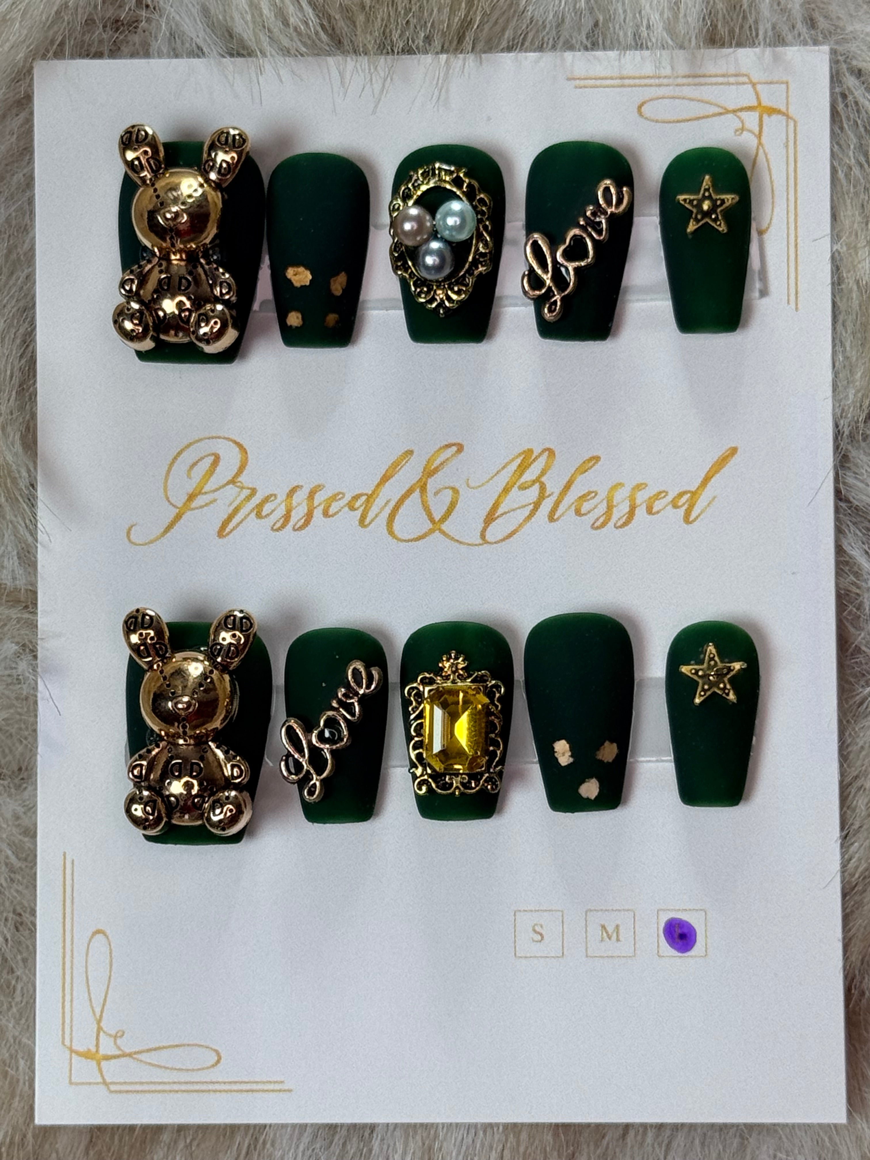 064 Green Goddess Drip - Luxury Press-On Nails