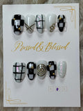116 Gilded Checkmate - Luxury Press-On Nails