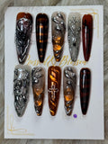 068 Amber After Dark - Luxury Press-On Nails