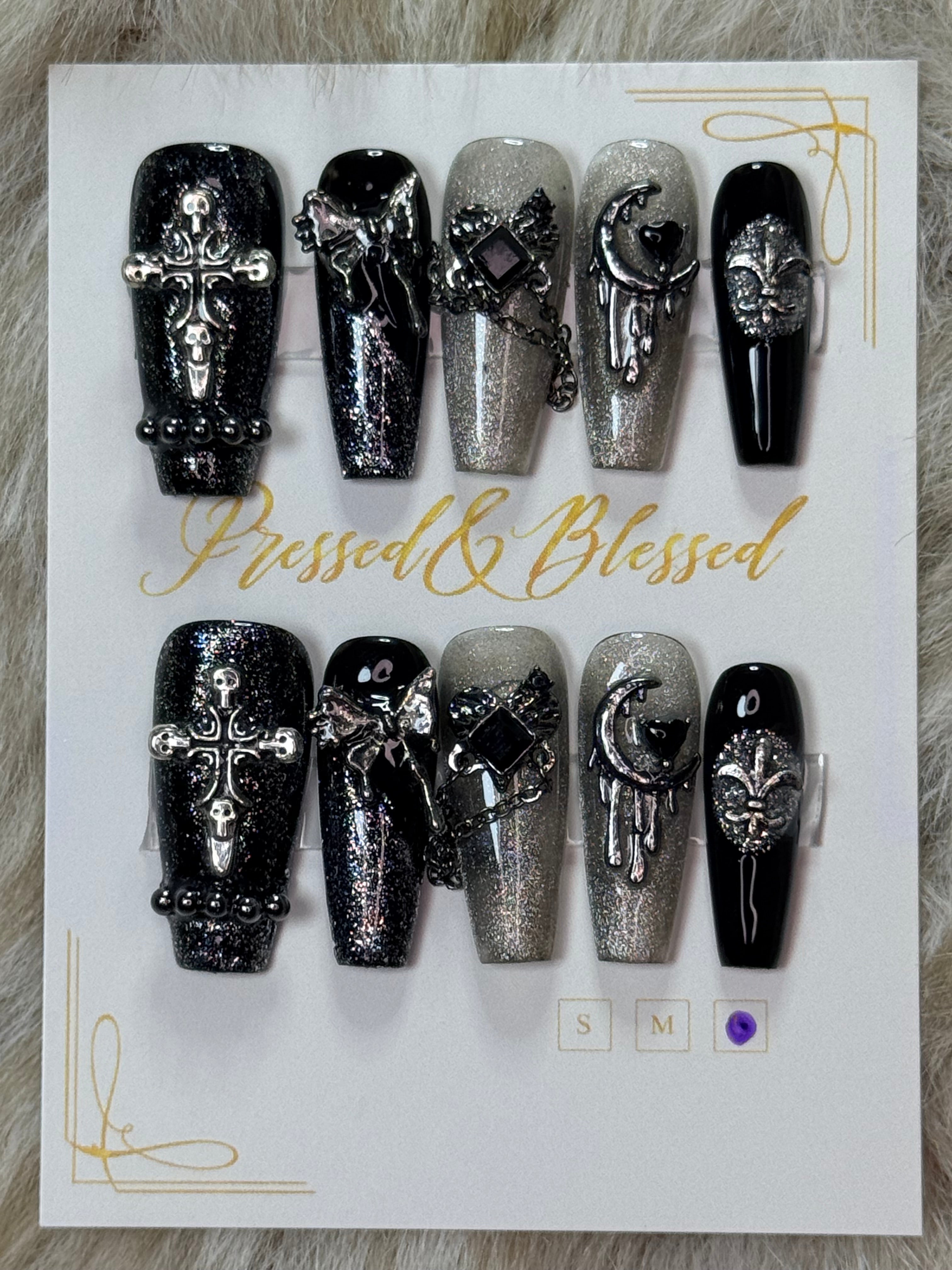 065 Midnight Covenant - Luxury Press-On Nails