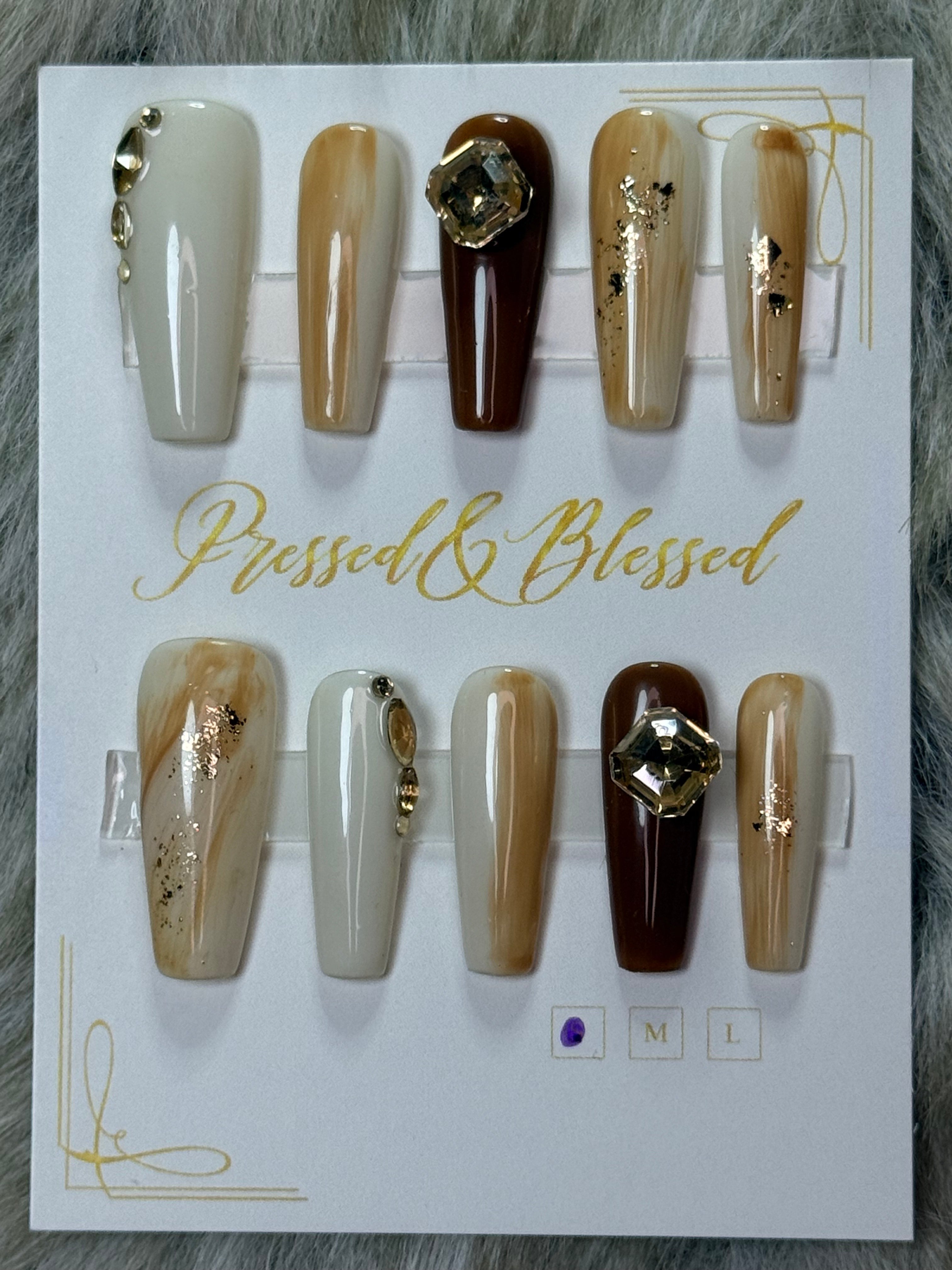 109 Cream and Cognac - Luxury Press-On Nails