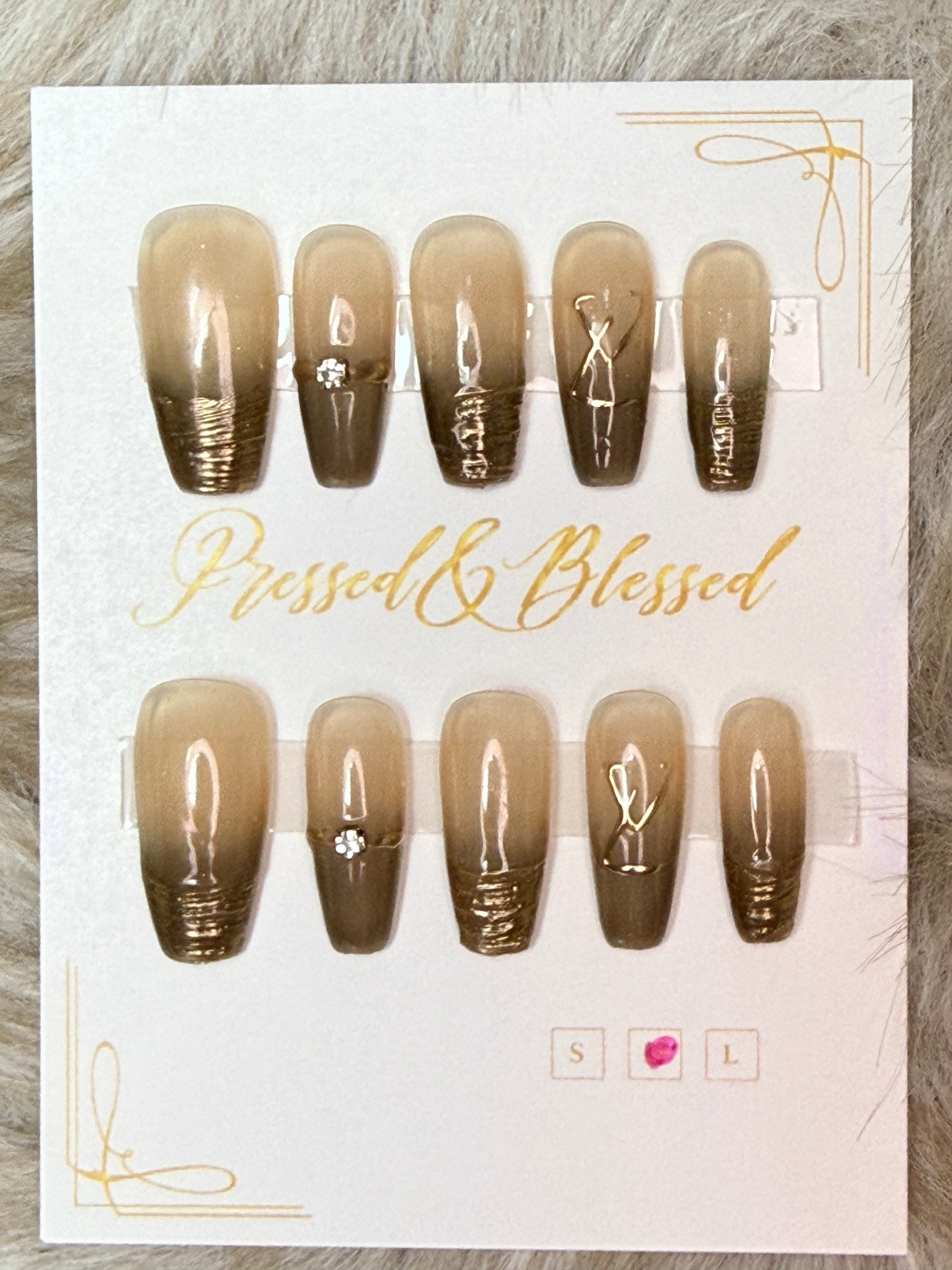 086 Gold Rush Ombre - Luxury Press-On Nails