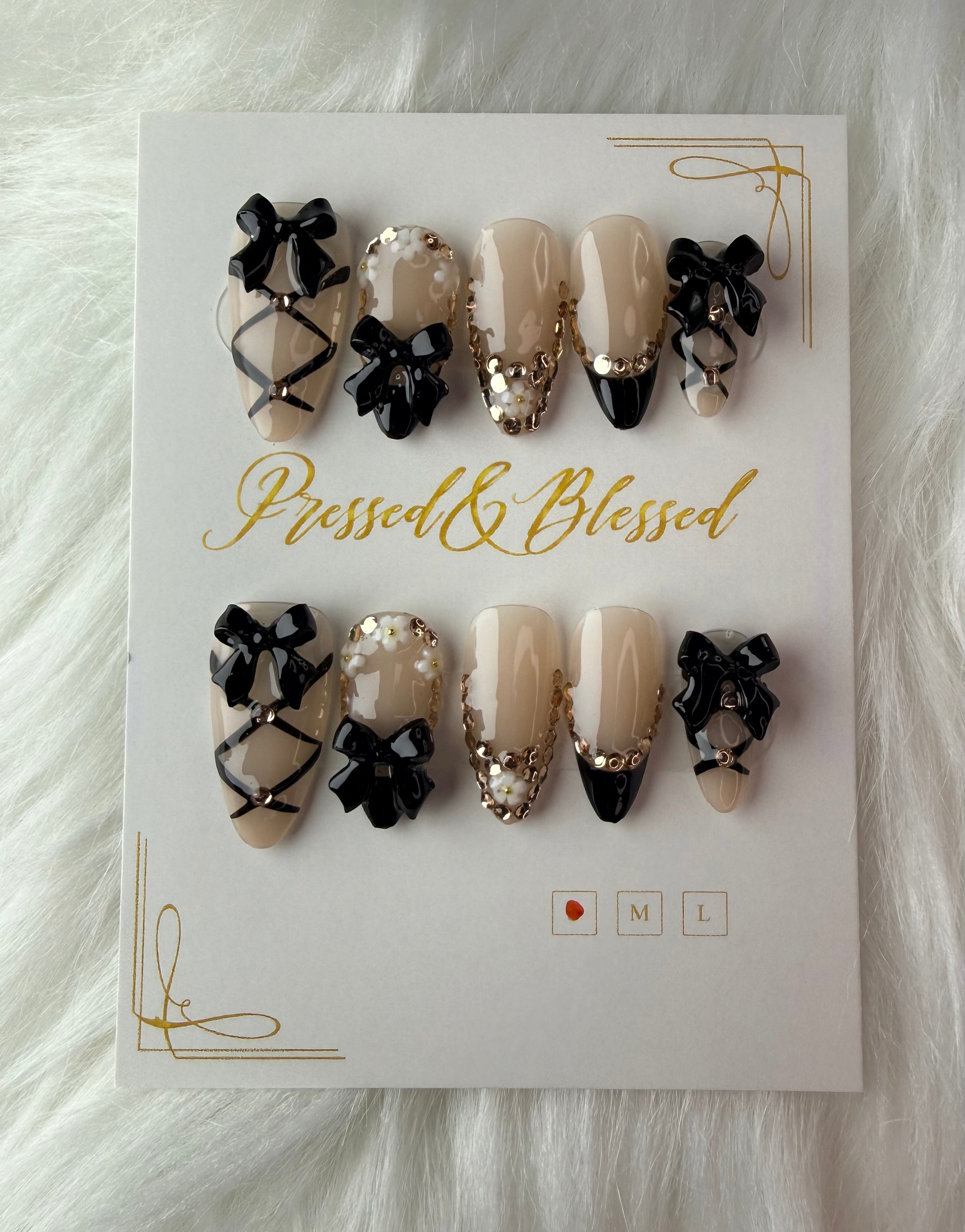 187 Black Tie Barbie - Luxury Press-On Nails