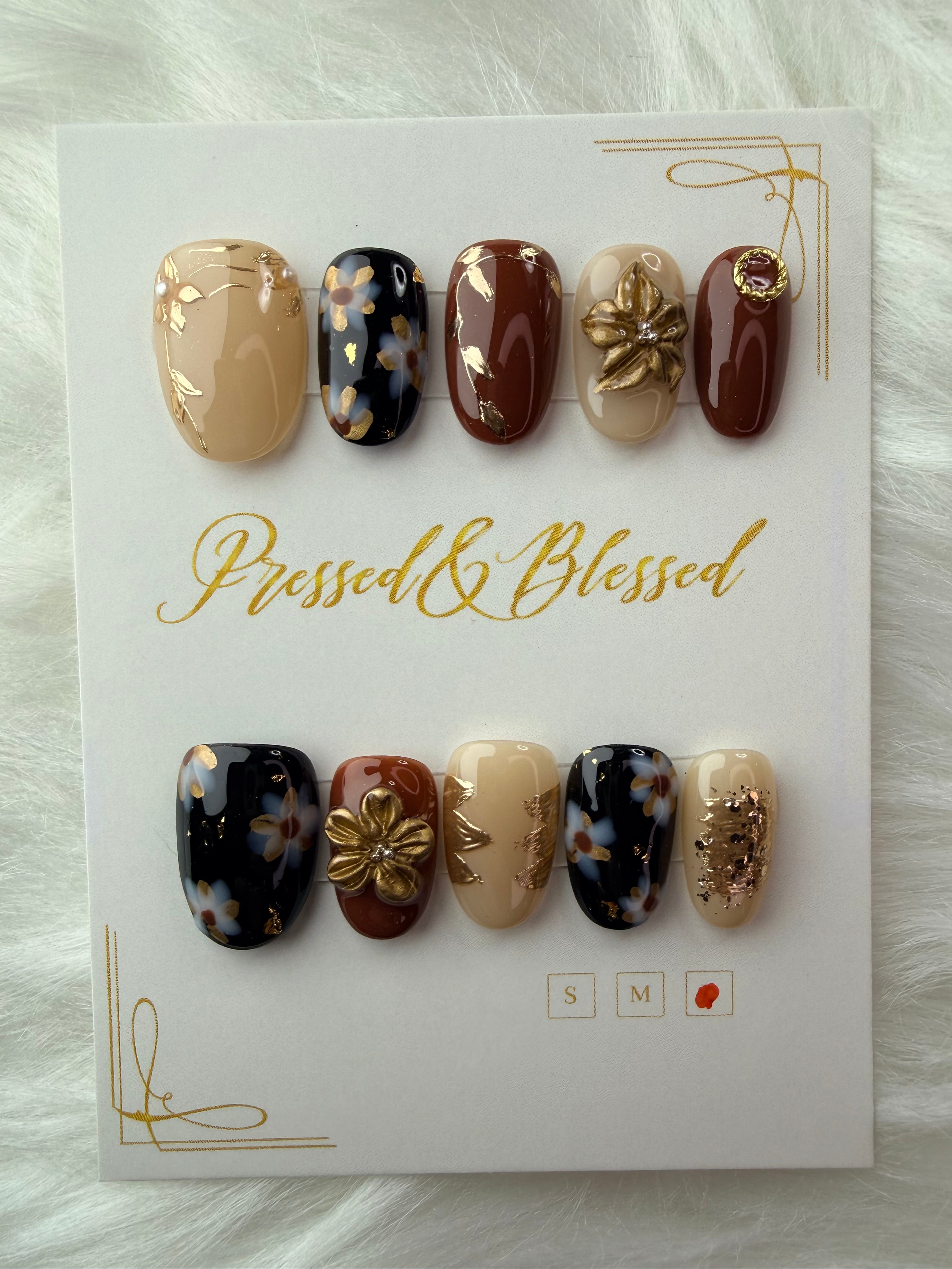 027 Bourbon Blossom - Luxury Press-On Nails