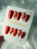 0007 Red Velvet Drip - Luxury Press-On Nails