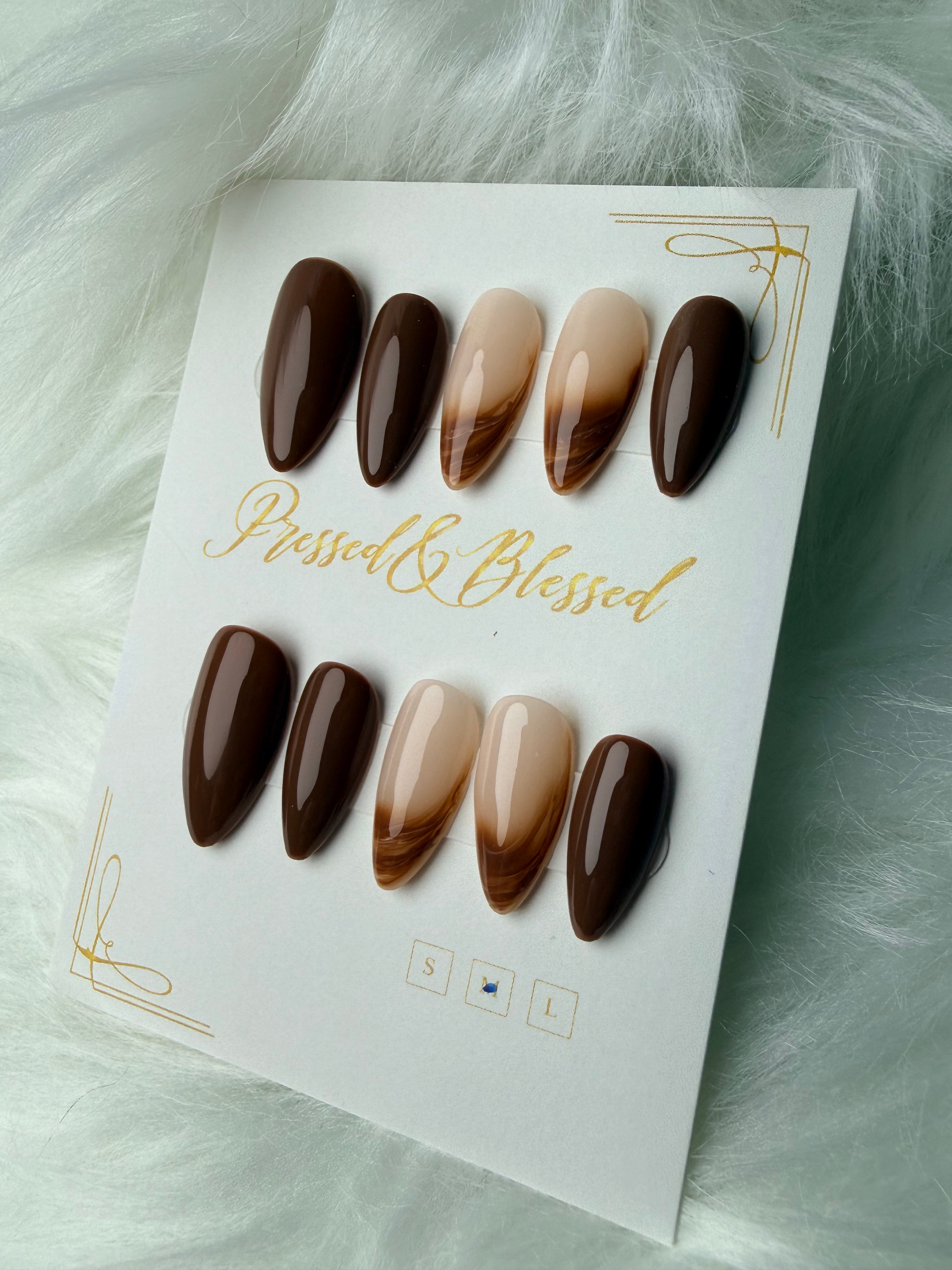0013 Mocha Melt - Luxury Press-On Nails