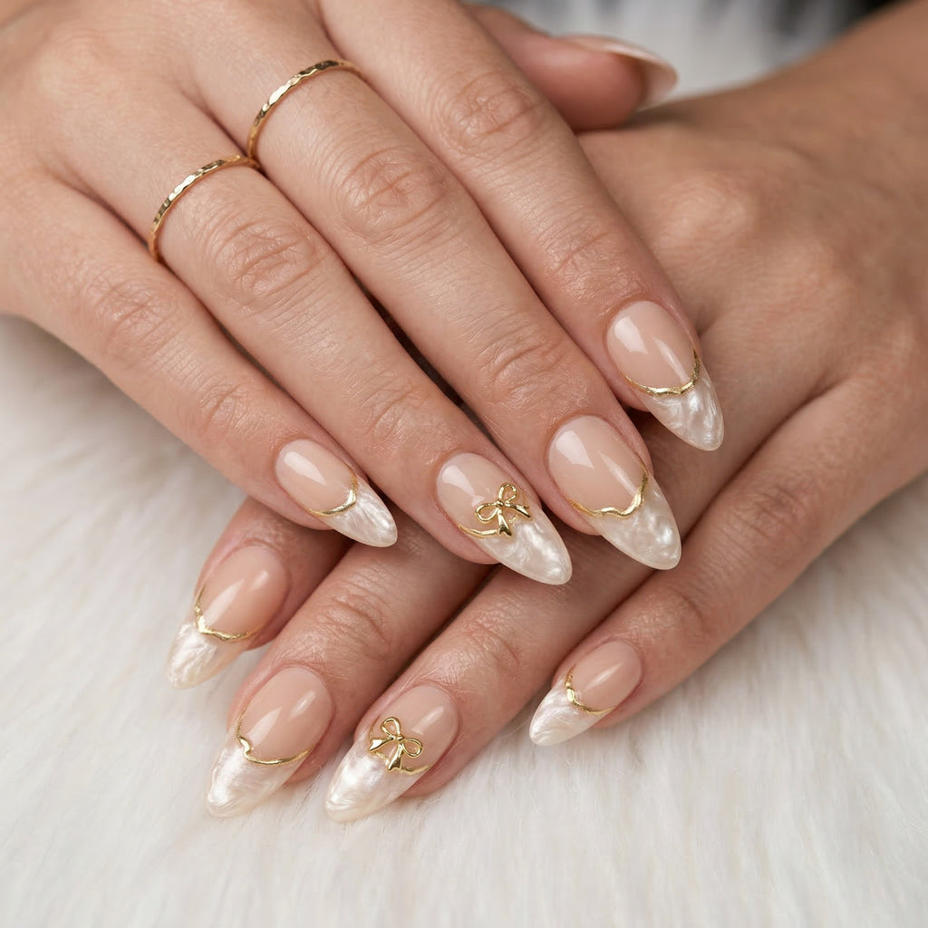 0006 Tied in Gold - Luxury Press-On Nails